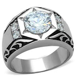 TK1606 - High polished (no plating) Stainless Steel Ring with AAA Grade CZ in Clear - Alamode - Flyclothing LLC
