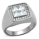 TK1608 - High polished (no plating) Stainless Steel Ring with AAA Grade CZ in Clear - Alamode - Flyclothing LLC