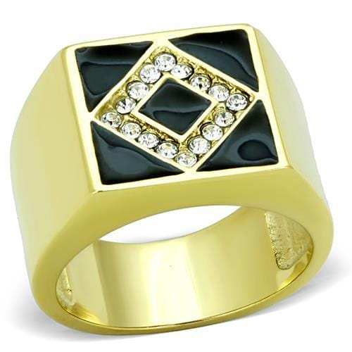 TK1613 - IP Gold(Ion Plating) Stainless Steel Ring with Top Grade Crystal in Clear - Alamode - Flyclothing LLC