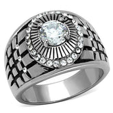 TK1614 - High polished (no plating) Stainless Steel Ring with AAA Grade CZ in Clear - Alamode - Flyclothing LLC