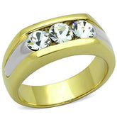 TK1615 - Two-Tone IP Gold (Ion Plating) Stainless Steel Ring with Top Grade Crystal in Clear - Alamode - Flyclothing LLC