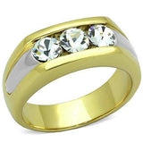 TK1615 - Two-Tone IP Gold (Ion Plating) Stainless Steel Ring with Top Grade Crystal in Clear - Alamode - Flyclothing LLC