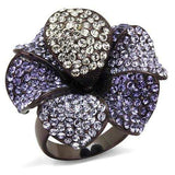 TK1618DC - IP Dark Brown (IP coffee) Stainless Steel Ring with Top Grade Crystal in Multi Color - Alamode - Flyclothing LLC