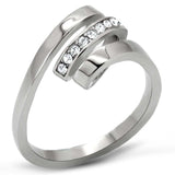 TK161 - High polished (no plating) Stainless Steel Ring with Top Grade Crystal in Clear - Alamode - Flyclothing LLC