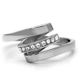 TK161 - High polished (no plating) Stainless Steel Ring with Top Grade Crystal in Clear - Alamode - Flyclothing LLC