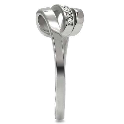 TK161 - High polished (no plating) Stainless Steel Ring with Top Grade Crystal in Clear - Alamode - Flyclothing LLC