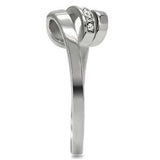 TK161 - High polished (no plating) Stainless Steel Ring with Top Grade Crystal in Clear - Alamode - Flyclothing LLC