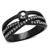 TK1620 - IP Black(Ion Plating) Stainless Steel Ring with Top Grade Crystal in Hematite - Alamode - Flyclothing LLC