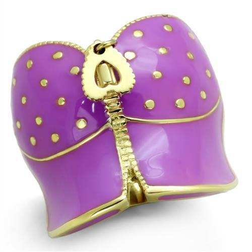 TK1621 - IP Gold(Ion Plating) Stainless Steel Ring with Epoxy in Amethyst - Alamode - Flyclothing LLC