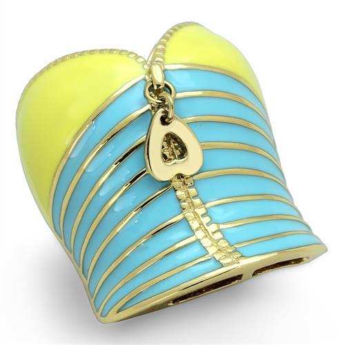 TK1623 - IP Gold(Ion Plating) Stainless Steel Ring with Epoxy in Multi Color - Alamode - Flyclothing LLC