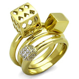 TK1630 - IP Gold(Ion Plating) Stainless Steel Ring with AAA Grade CZ in Clear - Alamode - Flyclothing LLC