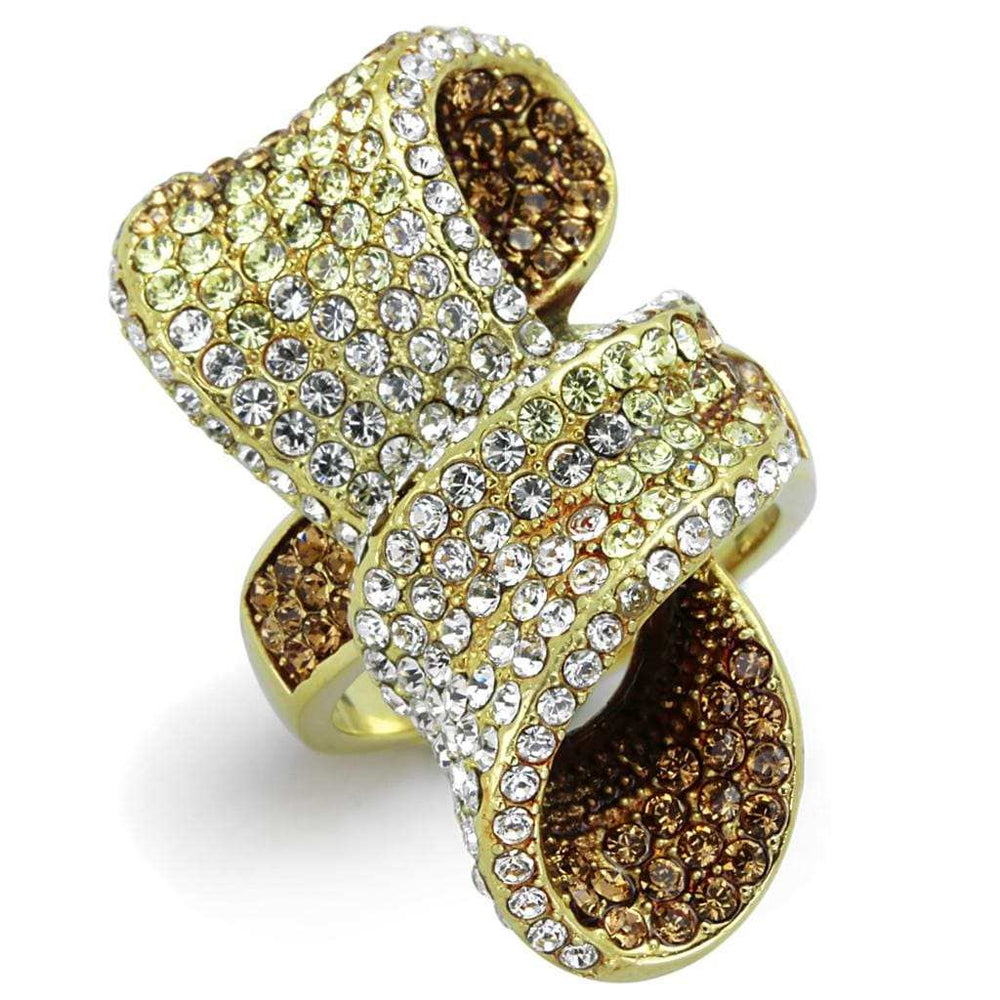TK1635 - IP Gold(Ion Plating) Stainless Steel Ring with Top Grade Crystal in Multi Color - Alamode - Flyclothing LLC