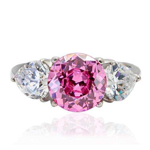 TK164 - High polished (no plating) Stainless Steel Ring with AAA Grade CZ in Rose - Alamode - Flyclothing LLC