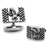 TK1655 - High polished (no plating) Stainless Steel Cufflink with No Stone - Alamode - Flyclothing LLC