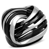 TK1660 - Two-Tone IP Black Stainless Steel Ring with No Stone - Alamode - Flyclothing LLC