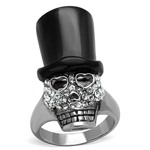 TK1662 - Two-Tone IP Black Stainless Steel Ring with Top Grade Crystal in Clear - Alamode - Flyclothing LLC