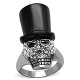 TK1662 - Two-Tone IP Black Stainless Steel Ring with Top Grade Crystal in Clear - Alamode - Flyclothing LLC