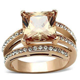 TK1665 - IP Rose Gold(Ion Plating) Stainless Steel Ring with AAA Grade CZ in Champagne - Alamode - Flyclothing LLC