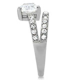 TK166 - High polished (no plating) Stainless Steel Ring with AAA Grade CZ in Clear - Alamode - Flyclothing LLC