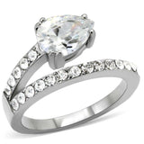 TK166 - High polished (no plating) Stainless Steel Ring with AAA Grade CZ in Clear - Alamode - Flyclothing LLC