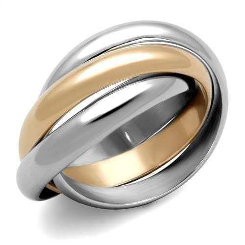 TK1670 - Two-Tone IP Rose Gold Stainless Steel Ring with No Stone - Alamode - Flyclothing LLC