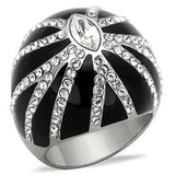 TK1679 - High polished (no plating) Stainless Steel Ring with Top Grade Crystal in Clear - Alamode - Flyclothing LLC