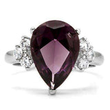 TK167 - High polished (no plating) Stainless Steel Ring with Synthetic Synthetic Glass in Amethyst - Alamode - Flyclothing LLC