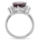 TK167 - High polished (no plating) Stainless Steel Ring with Synthetic Synthetic Glass in Amethyst - Alamode - Flyclothing LLC