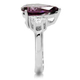 TK167 - High polished (no plating) Stainless Steel Ring with Synthetic Synthetic Glass in Amethyst - Alamode - Flyclothing LLC