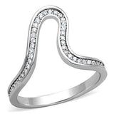 TK1680 - High polished (no plating) Stainless Steel Ring with AAA Grade CZ in Clear - Alamode - Flyclothing LLC