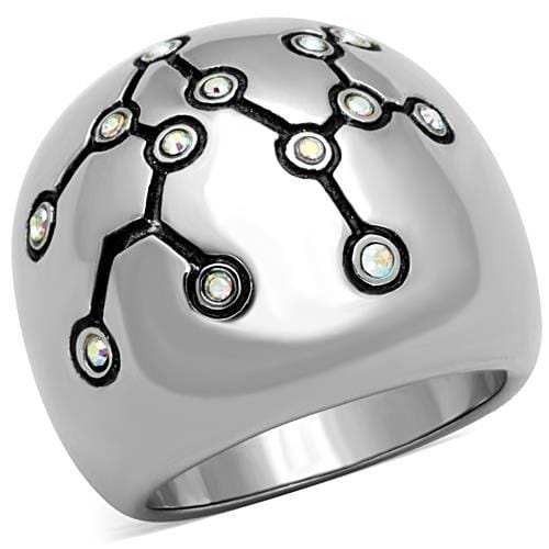 TK1685 - High polished (no plating) Stainless Steel Ring with Top Grade Crystal in White AB - Alamode - Flyclothing LLC