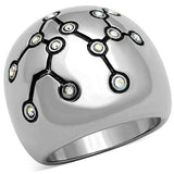 TK1685 - High polished (no plating) Stainless Steel Ring with Top Grade Crystal in White AB - Alamode - Flyclothing LLC