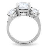 TK168 - High polished (no plating) Stainless Steel Ring with AAA Grade CZ in Clear - Alamode - Flyclothing LLC