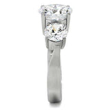 TK168 - High polished (no plating) Stainless Steel Ring with AAA Grade CZ in Clear - Alamode - Flyclothing LLC