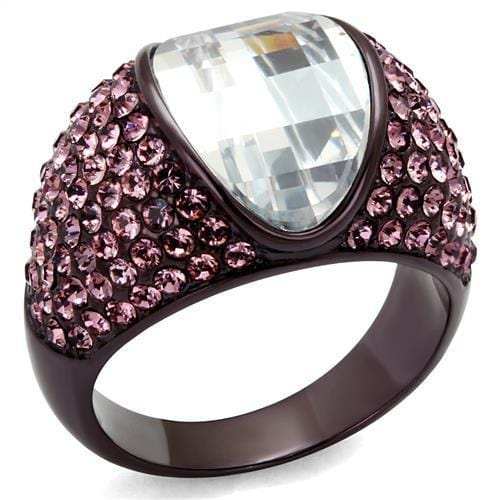 TK1692DC - IP Dark Brown (IP coffee) Stainless Steel Ring with AAA Grade CZ in Clear - Alamode - Flyclothing LLC
