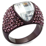 TK1692DC - IP Dark Brown (IP coffee) Stainless Steel Ring with AAA Grade CZ in Clear - Alamode - Flyclothing LLC