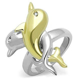 TK1698 - Two-Tone IP Gold (Ion Plating) Stainless Steel Ring with Top Grade Crystal in Clear - Alamode - Flyclothing LLC