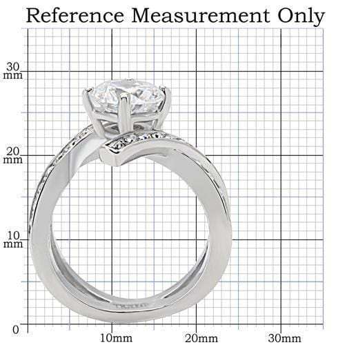 TK169 - High polished (no plating) Stainless Steel Ring with AAA Grade CZ in Clear - Alamode - Flyclothing LLC