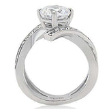 TK169 - High polished (no plating) Stainless Steel Ring with AAA Grade CZ in Clear - Alamode - Flyclothing LLC