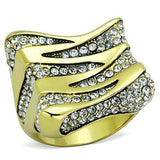 TK1709 - IP Gold(Ion Plating) Stainless Steel Ring with Top Grade Crystal in Clear - Alamode - Flyclothing LLC