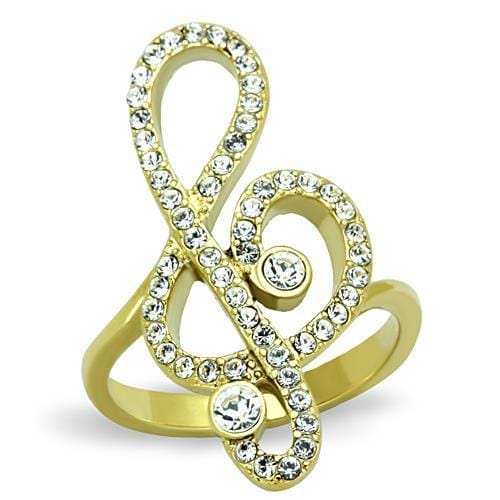 TK1714 - IP Gold(Ion Plating) Stainless Steel Ring with Top Grade Crystal in Clear - Alamode - Flyclothing LLC