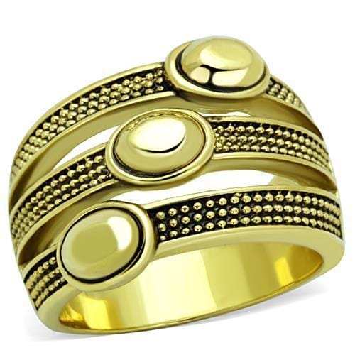 TK1718 - IP Gold(Ion Plating) Stainless Steel Ring with Epoxy in Jet - Alamode - Flyclothing LLC