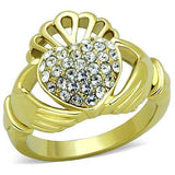 TK1724 - IP Gold(Ion Plating) Stainless Steel Ring with Top Grade Crystal in Clear - Alamode - Flyclothing LLC