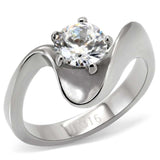 TK172 - High polished (no plating) Stainless Steel Ring with AAA Grade CZ in Clear - Alamode - Flyclothing LLC