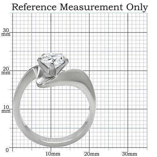 TK172 - High polished (no plating) Stainless Steel Ring with AAA Grade CZ in Clear - Alamode - Flyclothing LLC