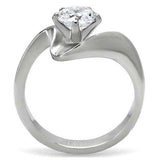 TK172 - High polished (no plating) Stainless Steel Ring with AAA Grade CZ in Clear - Alamode - Flyclothing LLC