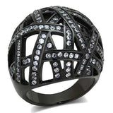 TK1734 - IP Black(Ion Plating) Stainless Steel Ring with AAA Grade CZ in Clear - Alamode - Flyclothing LLC