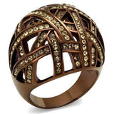 TK1734LC - IP Coffee light Stainless Steel Ring with Top Grade Crystal in Citrine Yellow - Alamode - Flyclothing LLC