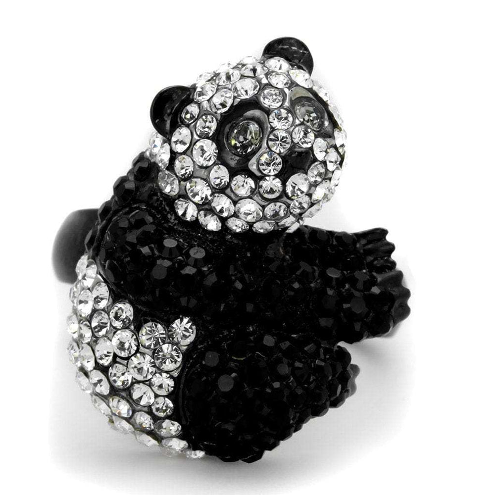 TK1735 - Two-Tone IP Black Stainless Steel Ring with Top Grade Crystal in Black Diamond - Alamode - Flyclothing LLC