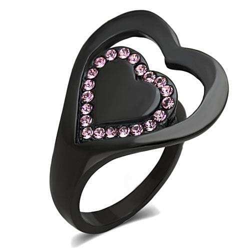 TK1737 - IP Black(Ion Plating) Stainless Steel Ring with Top Grade Crystal in Light Rose - Alamode - Flyclothing LLC